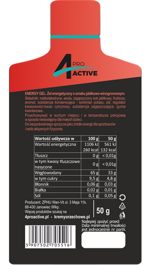 Żel energetyczny jabłkowo-winogronowy 50g 10szt.